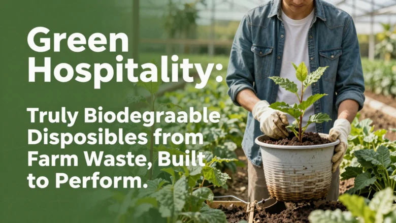 **Green Hospitality: Truly Biodegradable Disposables from Farm Waste, Built to Perform.**